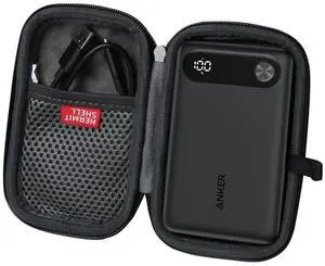 Hermitshell Hard Travel Case for Anker Power Bank, 10,000mAh Portable Charger with Built-in USB-C Cable and Lanyard (Black)