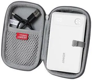 Hermitshell Hard Travel Case for Anker Power Bank, 10,000mAh Portable Charger with Built-in USB-C Cable and Lanyard (Gray)