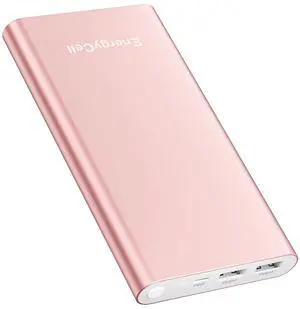 EnergyCell Pilot 4GS Portable Charger 12000mAh Fast Charging Power Bank Dual 3A High-Speed Output Battery Pack Compatible with iPhone 16 15 14 13 12 11 and More(Comes with a Lightning Cable(Rose Gold)