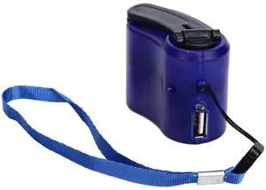 Hand Crank USB Phone Charger for Outdoor Activities - Portable Emergency Manual Charger (Blue)