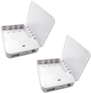 Battery Operated Phone Charger with LED|EmergencyUSB Battery Powered Power Bank Portable 4 AA Batteries Powered Outlet (2Pack White)