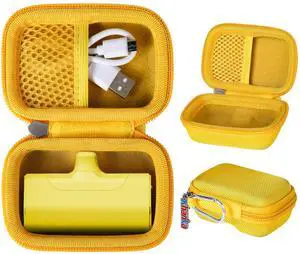 khanka Hard Travel Case Compatible with iWALK/Charmast/KKD/Abnoys/VEGER/Taegila Small Portable Charger 3350mAh 4500mAh 4800mAh 5000mAh 5200mAh 8000mAh Ultra-Compact Power Bank, Case Only (Yellow)
