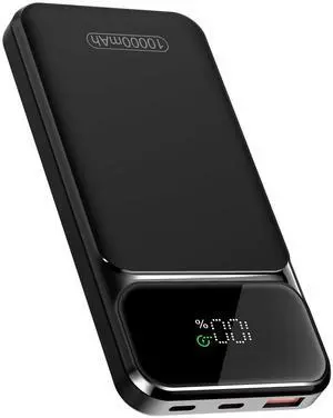 Portable Charger 10000mAh 22.5W Power Bank Fast Charging, PD3.0 QC4.0 PD20W Mini Portable Battery, USB-C Input/Output, LED Digital Display Slim Powerbank for Smartphones Tablets and More, Black (2025)