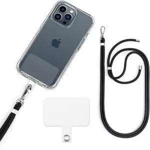 MYPHONELACE Black Universal Cell Phone Lanyard with Adjustable Strap - Phone Necklace Comfortably Around The Neck, Compatible with All Smartphones - Multipurpose Design, Ideal for Badges and Keys
