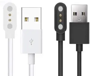 Compatible for HYSTORM G96 Smart Watches Charger, Lamshaw 2 Pin Magnetic USB Replacement Charging Compatible for Compatible with HYSTORM G96 1.85" Smart Watches (2 Pack-Black+White)