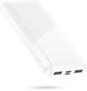 Feeke Portable-Charger-Power-Bank - 15000mAh Dual USB Power Bank Output 5V3.1A Fast Charging Portable Charger Compatible with Smartphones and All USB Devices (White)