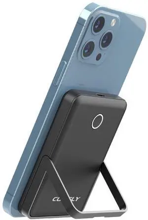 COOFLY 5000mAh Portable Magnetic Power Bank with Stand  Wireless Charging Compatible with iPhone 15/14/13/12, Type-C Fast Charging