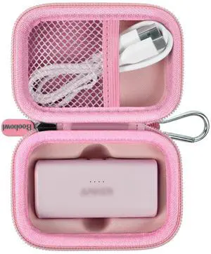 Boobowl Case Compatible with Anker Nano Portable Charger Power Bank, 5,000 Mah, with Built-in Lightning Connector, Charging Battery Pack Storage Holder for amelema/for LanLuk/for Feob (Box Only)-Pink