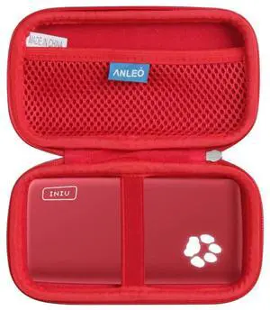 Anleo Hard Travel Case for INIU Portable Charger 10000mAh Power Bank [2022 Version] (Red)
