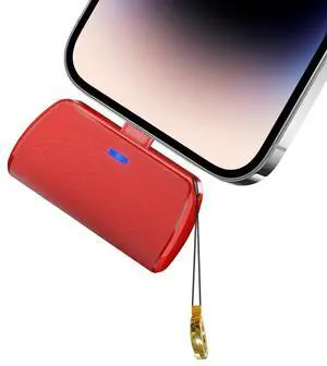 Wavypo Keychain Portable Charger 2500mAh, Cell Phone Portable Power bank Pack Mini Power Emergency Pod Fast Charging Compatible for iPhone 14/14 Pro Max/13/13 Pro Max/12/12 Pro Max/11/XR/X/8/7/6 (Red)
