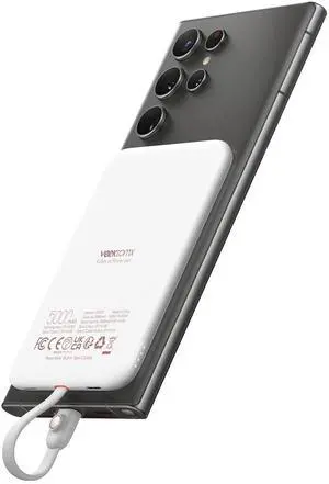 VEEKTOMX Power Bank 5000mAh with Cable Fast Charging, Magnetic Portable Battery Pack for iPhone, White