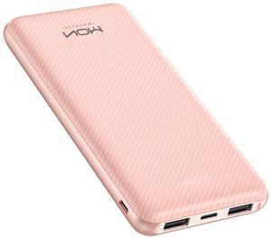 MOXNICE Power Bank 10000mAh Portable Charger, Slimmest 5V/3A Battery Pack, USB C Input & Output External Phone Charger, Compatible with iPhone Series, Galaxy Series,Tablets, Pixel, etc (Pink)