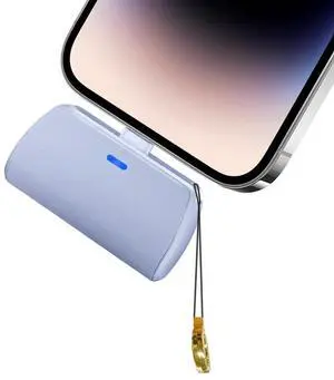 WAVYPO Keychain Portable Charger 2500mAh, Cell Phone Portable Power Bank Pack Mini Power Emergency Pod Fast Charging Compatible for iPhone 14/14 Pro Max/13/13 Pro Max/12/12 Pro Max/11/XR/X/8 (Blue)