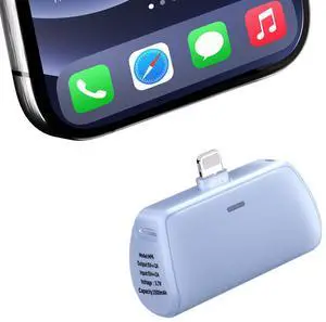 Quzmo Keychain Portable Charger for iPhone, 2500mAh Mini Power Emergency Pod Ultra-Compact External Power Bank Battery Pack Keyring Charger for iPhone 14/13/12/11/X/8/7/6S/SE (Blue)