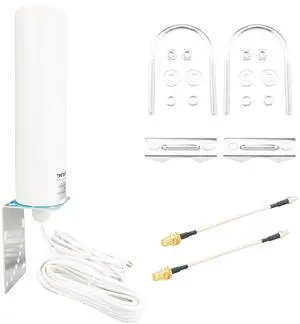 Boobrie 4G 5G LTE Antenna High Gain 10dBi Outdoor WiFi Antenna 698-2700 3300-3800MHZ Omni-Directional Dual SMA Male 16.4Ft RG58 Cable RG316 Cable SMA to TS9 for Cellphone Router Modem Gateway