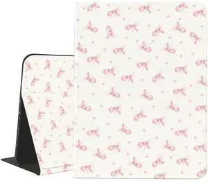 JOYLAND Kawaii Pink Bow Ribbon Case Compatible with iPad Air 13" (M3/M2)/12.9 Inch iPad Pro(2018/2020/2021/2022) with Pencil Holder Multi-Angle Stand Aesthetic Girly Leather Cover Auto Sleep/Wake