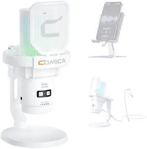 COMICA Ejoy Uni PRO(D) USB Wireless Gaming Microphone with Noise Cancellation, RGB Lights, Monitoring, Muting, Streaming Mic for Computer, PS5, PS4, Streaming, Podcast, Chat, Twitch, Discord(White) COMICA Ejoy Uni PRO(D) USB Wireless Gaming Microphone with Noise Cancellation, RGB Lights, Monitoring, Muting, Streaming Mic for Computer, PS5, PS4, Streaming, Podcast, Chat, Twitch, Discord(White)