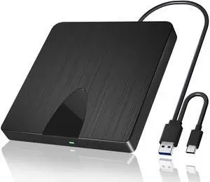 Wbacon External Blu Ray Drive, USB 3.0 and Type-C Blu Ray Burner Portable Blu Ray DVD/CD/BD Player, 3D Optical Bluray Drive Compatible with Windows XP/7/8/10/11 Macos for MacBook Laptop Desktop