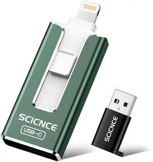 SCICNCE 512GB Flash Drive Intended for iPhone, USB Memory Stick Storage Backup for Photos Videos, Plug and Play No APP Required, Compatible with iPhone iPad Android and Computers (Green)
