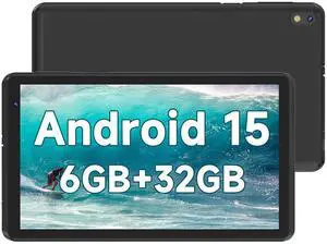 BYANDBY Tablet 7 inch Android 15.0 Tablet, 6GB+32GB ROM 1TB Expand, Quad-Core, WiFi, GMS, Dual Camera, Educational, Games Black