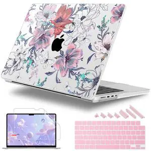 Lepeoac Case for MacBook Pro 14 Inch (2025-2021 Release), Models M5 A3434 A3112 M4 A3112 A3401 A3185 M3 A2918 A2992 M2 A2779 M1 A2442, Plastic Hard Shell Case with Keyboard Cover, Floral C319