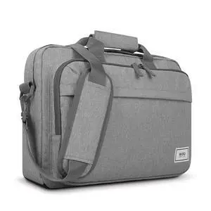 Solo New York Briefcase - Laptop Carrying Bag for Women & Men, Brief for Travel & Work, Front Zippered Pocket, Adjustable Shoulder Strap, Fits 15.6" Computer - Re:New, Gray