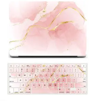 MacBook Pro 16 Inch Case 2020/2019 - Plastic Protective Shell Cover & Keyboard Skin - Pink Marble