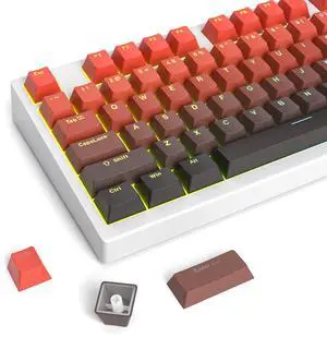 Guffercty kred 135 Key Gradient Red Keyboard Keycap Set Backlit, OEM Profile-PBT Material-Translucent Characters Compatible with MX Switches(Blaze Gradient)
