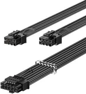 Fasgear PCIe 5.0 Power Cable 70cm - 16pin (12+4) 12VHPWR Connector for RTX 4070 4080 4090 to 2x8pin (6+2) PCI-e Male Plugs GPU Sleeved Cord Compatible for ASUS EVGA Seasonic Modular Power Supply