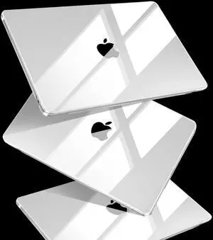 MEEgoodo Crystal Case for MacBook Air 13.6 inch M4/M3/M2 2025 2024 2022(Fit Model A3240/A3113/A2681), Flexible Shell for MacBook Air 13 with TPU Keyboard & Webcam Cover & OTG Adapter, Crystal Clear