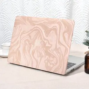 Seorsok Compatible with MacBook Air 15 inch Case 2023 2024 2025 Release A2941 M2 M3 A3114 M4 A3241 Touch ID,Luxurious&Skin-Friendly Leather Plastic Hard Shell&Keyboard Cover,Orangepink Wave