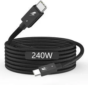 [Intel Certified]Long Thunderbolt 4 Cable,6.6FT USB C Nylon Braided Cable, 240W Fast Charging Supports 8K Displays/40Gbps Data Transfer Compatible with USB 4,Thunderbolt 3/4,Flexible Cord for MacBook