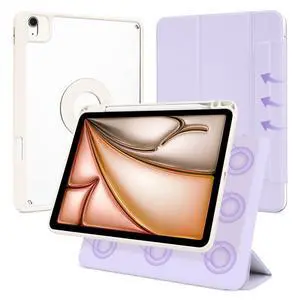 Dwopar Case for iPad Air 11 M3/M2 2025/2024, iPad Air 11/10.9 Inch 7th/6th/5th/4th Gen, iPad Pro 11 Inch 4th/3rd/2nd 2022/2021/2020 with Pencil Holder, Vertical Stand, Detachable Magnetic, Lilac+White