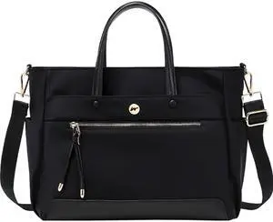 KEBEIXUAN Laptop Bag for Women 15 Inch, Water Resistant Tote & Computer Briefcase, Professional Work Handbag and Shoulder Bag for Teacher, Office, College, Travel, Black(Black Large)