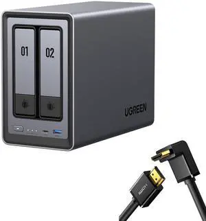 UGREEN NASync DXP2800 2-Bay Desktop NAS,Network Attached Storage (Diskless) Bundle with HDMI Cable Right Angle 4K 90 Degree HDMI Cord 3.3FT UGREEN NASync DXP2800 2-Bay Desktop NAS,Network Attached Storage (Diskless) Bundle with HDMI Cable Right Angle 4K 90 Degree HDMI Cord 3.3FT