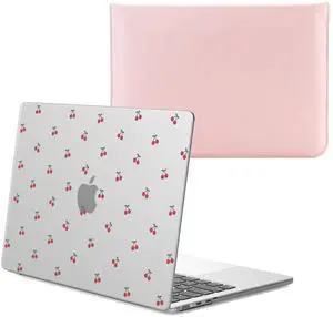 AdorableWhimsy Cute Cherry Case Compatible with MacBook Air 13 Inch (A1932/A2179/A2337) Matte Clear Hard Shell Cover & Laptop Sleeve Girly Laptop Cover for MacBook Air 13.3"