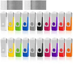 USB Flash Drive 4GB Flash Drives 20 Pack, AGECASH USB 2.0 Thumb Drive 20 Pack Swivel Pendrive Memory Stick Zip Jump Drives Multipack with 20PCS Black Lanyards (Colorful, 4GB) USB Flash Drive 4GB Flash Drives 20 Pack, AGECASH USB 2.0 Thumb Drive 20 Pack Swivel Pendrive Memory Stick Zip Jump Drives Multipack with 20PCS Black Lanyards (Colorful, 4GB)