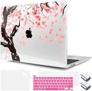 TWOLSKOO Compatible with MacBook Pro 13 inch Case 2023-2016 A2338 M2/M1 A2251 A2289 A2159 A1989 A1706, Plastic Hard Shell Cover & Keyboard Skin & Screen Protector, Cherry Blossoms