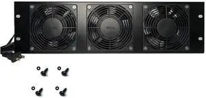 Kutatek Rack Mount Fan Panel 3U, Intake Airflow, for Cooling AV, Home Theater, Network 19" Racks