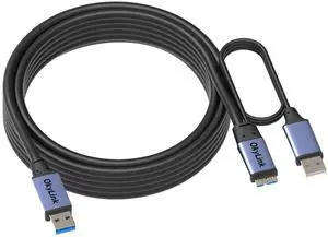 OkyLink 5M/15FT USB 3.0/3.2Gen1 to Micro-B Active Cable - 5Gbps A Male to Micro-B Male Data Transfer Cord, Black Industrial Grade