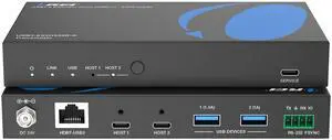 OREI SplitXtend 4K Dual Monitor Over Ethernet KVM USB 3.2 Cat6 Extender LAN Upto 330 Feet - DisplayLink HDMI Dual Host Extends 2X USB-C/ 2X USB-A - RS-232, PoC