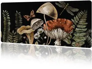 MAYCARI Cute Desk Mat Cartoon Desk Pad Mouse Pad Kawaii Large Mushroom Gaming Mousepad XXL Laptop Keyboard Desktop Writing Pad for Girls Students 31.5"X15.7"