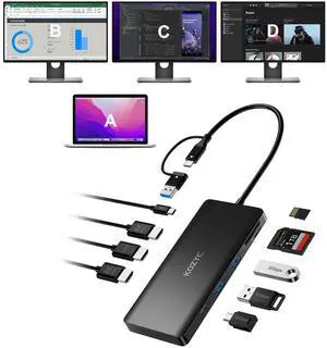 USB C Docking Station 3 Monitors Compatible with Mac/Windows, KOZYC Triple Display Docking Station with 3xHDMI(4k60Hz/30Hz+1080p), 3xUSB 3.0, SD/TF, 100W PD with HDMI Splitter Extend Display 3 Monitor USB C Docking Station 3 Monitors Compatible with Mac/Windows, KOZYC Triple Display Docking Station with 3xHDMI(4k60Hz/30Hz+1080p), 3xUSB 3.0, SD/TF, 100W PD with HDMI Splitter Extend Display 3 Monitor