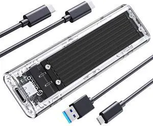 ORICO M.2 NVMe SSD Enclosure, USB 3.2 Gen 2 (10 Gbps), Transparent External Solid State Drive Adapter Enclosure for 2280 2260 2242 2230 PCI-E M2 M-Key SSD, USB Type C Converter Case-TCM2 Black
