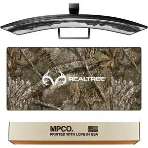 MPCO. Real Tree Large Gaming Desk Pad - 36" x 17" Duraglyde Fabric APX  with Logo Desk Mats - Non-Slip, Washable, Smooth Glide for Precision Gaming & Work