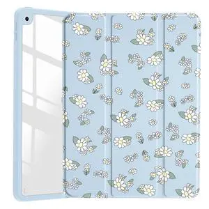 JOYLAND Countryside Style Floral Pattern Case for iPad Air 11 Inch M3(2025) / M2(2024),iPad Air 5th(2022)/ 4th (2020) Gen 10.9 Inch,Acrylic Hard Back Case with Pencil Holder Trifold Stand Tablet Cover