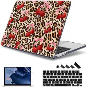 May Chen Compatible with M4 MacBook Air 15 inch Case 2025 2024 2023 A3241 A3114 M3 A2941 M2 with Liquid Retina Display & Touch ID, Plastic Hard Shell with Keyboard Cover - Cherry and Cheetah
