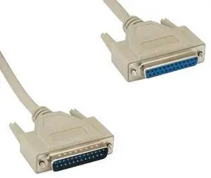 KENTEK 50 Feet FT DB25 25 Pin Serial Printer Extension Cable Cord 28 AWG Male to Female M/F Molded Straight-Through RS-232 Port Beige for PC Mac Linux Modem