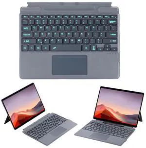 Bluetooth Keyboard for Microsoft Surface Pro 11/10 2024/Pro 9/Pro 8/Pro X 13 Inch, Ultra-Slim Wireless Touch Trackpad Thin Keyboard, 7 Colors Backlit Detachable with Pen Holder Grey