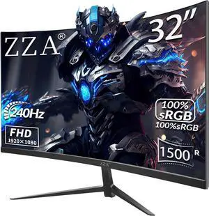 ZZA 32" Curved Gaming Monitor, FHD 1920x1080, VA, 1ms 240Hz, FreeSync Premium, DP 1.4/ HDMI 2.0, VESA Compatible, Tilt Adjustable ZZA 32" Curved Gaming Monitor, FHD 1920x1080, VA, 1ms 240Hz, FreeSync Premium, DP 1.4/ HDMI 2.0, VESA Compatible, Tilt Adjustable